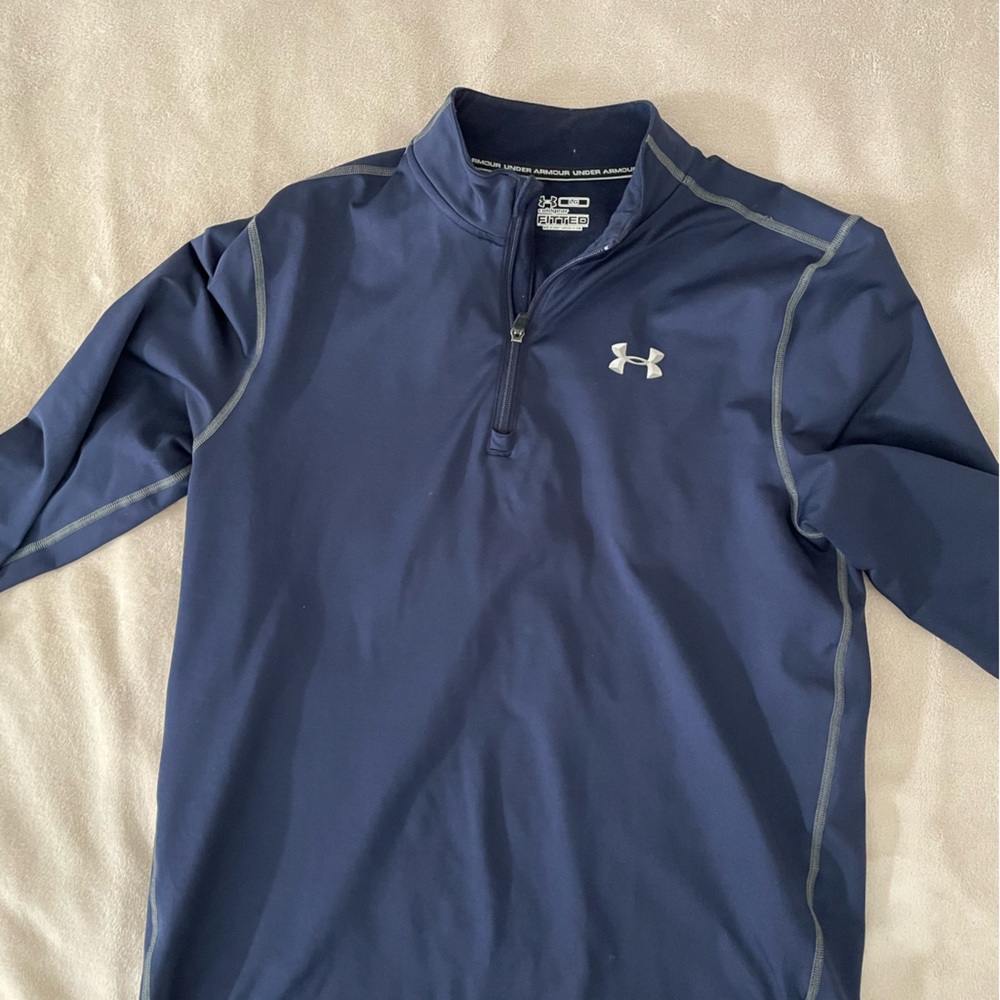 Navy Blue , Under Amour cold Gear,FITTED long sleeve 1/4 zip.